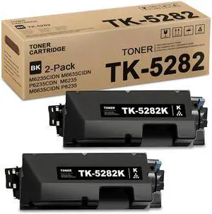 TK5282K TK5282 Black Toner Cartridge (2 Pack) - Lovn TK-5282 TK-5282K Toner (Up to 13,500 Pages) Replacement for Kyocera Ecosys M6235cidn M6635cidn P6235cdn M6235 M6635cidn P6235 Printer, 1T02TW0US0