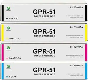 GREENBOX Remanufactured GPR51 Toner Cartridge Replacement for Canon GPR-51 GPR51 8516B003AA 8517B003AA 8518B003AA 8519B003AA for ImageRunner Advance C250 C350 C255IF C355IF C350IF Printer (4 Pack)