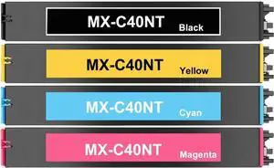 CULater MXC40NT Remanufactured Toner Cartridge Replacement for MX-C40NTB MX-C40NTC MX-C40NTM MX-C40NTY Toner Cartridges for MX-C310 C311 C312 C380 C381 C400P C401 C402 C402SC Printers (4 Pack)