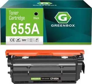 GREENBOX Compatible 655A High Yield Toner Cartridge Replacement for HP 655A CF450A for Color Enterprise M652n M652 M653dh M653x M653 MFP M681dh M681f M681 M682z Printer (12,500 Pages, 1 Black)