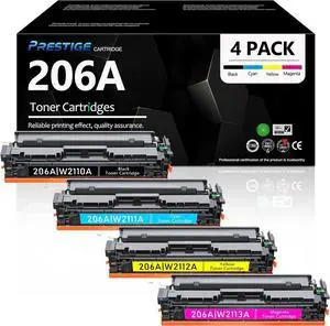 206A Toner Cartridges 4 Pack (with chip) : Replacement for HP 206A Toner Cartridges Set , Compatible with HP Color LaserJet Pro MFP M255, M282, M283 Series Printer Toner Cartridge (High-Yield, HP206A)