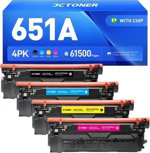 651A Toner Cartridge Set 4-Pack with Chip Replacement for HP 651A CE340A CE341A CE342A CE343A Compatible with HP Laserjet Enterprise 700 Color MFP M775dn M775f M775z M775zm M775z+ M775fm Printer Ink