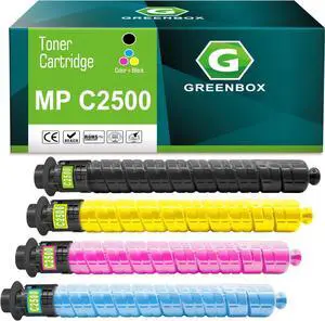 GREENBOX Compatible MP C2500 Toner Cartridge Replacement for Ricoh 888636 888637 888638 888639 High Yield for Aficio MP C2500 MP C2000 MP C3000 DSC525 DSC530 LD425C LD430C C2525 C3030 Printer (4-Pack)