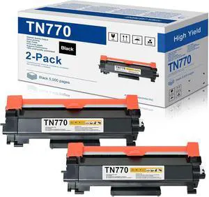 Ennovor TN770 TN-770 High Yield Toner Compatible Replacement for Brother TN 770 Black Toner Cartridge for HL-L2370DW HL-L2370DWXL MFC-L2750DW MFC-L2750DWXL Printer (5000 Pages,2-Pack)