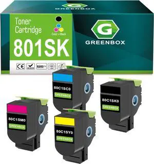 Ennovor GREENBOX Remanufactured Toner Cartridge Replacement for Lexmark 80C1SK0 80C1SC0 80C1SM0 80C1SY0, High Yield for CX310 CX310n CX310dn CX410 CX410de CX410dte CX510 CX510de CX510dthe CX510dhe