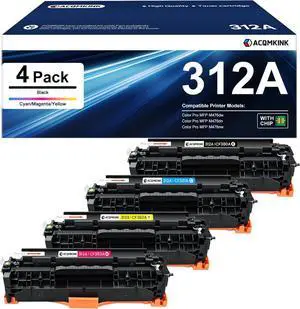 Ennovor 312A Toner Cartridge 4 Pack Replacement for HP 312A CF380A CF381A CF382A CF383A Color Pro MFP M476dw M476dn M476nw Printer Ink (Black/Cyan/Yellow/Magenta)