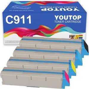 Ennovor 4PK C911 C931 C941 Toner Cartridge for 45536424 45536423 45536422 45536421 Compatible for OKI C911 C931 C941 C911dn C931dn C931e C941dn C941e Printers