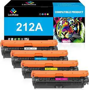 LeciRoba 212A Toner Cartridges Compatible for HP 212A W2120A W2121A W2122A W2123A Toner for HP M554 M555 M578 Series M554dn M555dn M555x M578dn M578f M578c M578z Printer Ink (with Chip, BK/C/Y/M)