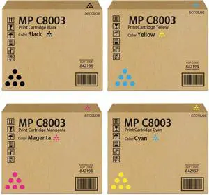 Ennovor MPC8003 MP C8003 Toner Cartridge Extra High Yield 842196 842197 842198 842199 Replacement for Ricoh MP C8003 IM C6500 IM C8000 MP C6503 IM C8000 MP C6503 MP C6503 Printer