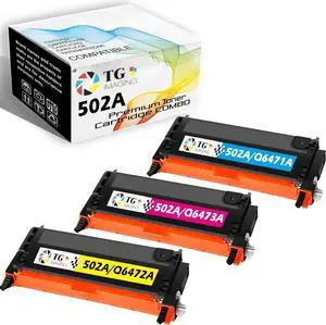TG Imaging Compatible Q6471A Q6472A Q6473A Toner Cartridge Replacement for HP 502A Color Toner for Laser Jet 3600 3600DN 3600N 3800 3800DN 3800DTN 3800N CP3505DN CP3505N CP3505X Printers (3 Pack,CMY)