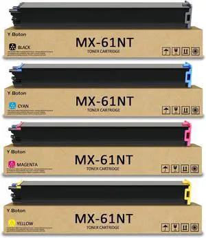 Ennovor MX61NT MX-61NT Toner Cartridges MX-61NT-BA MX-61NT-CA MX61NT-MA MX-61NT-YA Compatible for Sharp MX-2651 MX-3051 MX-3061 MX-3071 MX-3551 MX-3561 MX-3571 MX-4051 MX-4061 Printer (4-Pack)
