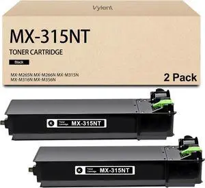 Ennovor Vylent MX-315NT MX315NT Toner Cartridges 2-Pack Replacement for Sharp MX-315NT Toner Cartridge for MXM266N MXM316N MXM356N MX-M265N MX-M266N MX-M315N MX-M316N MX-M356N Printer Ink Black