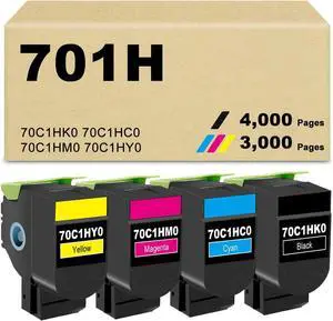 Ennovor CS510 CS410 CS310 Toner Cartridge 701HK 701HC 701HM 701HY Replacement for Lexmark 70C1HK0 70C1HC0 70C1HM0 70C1HY0 for CS310dn CS310n CS410dn CS410dtn CS410n CS510de CS510dte Printer