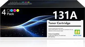 Ennovor 131A 131X Toner Cartridges 4-Pack Replacement for HP 131A Works with Laserj Pro 200 Color MFP M276nw M251nw M276n M251n Printer Ink (Black Cyan Yellow Magenta), with Chip