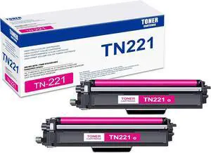 2 Pack TN221 Magenta Toner Cartridge, Compatible for Brother TN221 TN-221 Toner Replacement for HL-3140CW 3150CDN 3170CDW 3180CDW MFC-9130CW 9140CDN 9330CDW 9340CDW DCP-9015CDW 9020CDN Printer