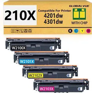 Ennovor 210X 210A Toner Cartridges 4 Pack (with Chip) Compatible with HP 210X 210A Toner Cartridges Work for HP Pro 4201dw/4201dn/MFP 4301dw/4301dn/4301fdw Series Printer