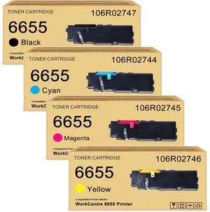 Ennovor WorkCentre 6655 High Capacity Toner Cartridge Compatible with Xerox 106R02745 106R02746 106R02747 106R02744 Toner for Xerox WorkCentre 6655 Printer (Black Cyan Magenta Yellow)