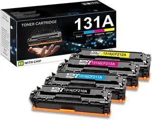 Ennovor 4 Pack 131A BK/C/M/Y Toner Cartridge with chip Replacement for HP Color Laser Jet Pro 200 M251n, MFP M276n Series, High Yield 131A | CF210A CF211A CF212A CF213A