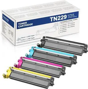TN229 Toner Cartridge Replacement for Brother TN-229 TN229XL to use with MFC-L3780CDW HL-L3280CDW HL-L3295CDW HL-L3300CDW MFC-L3720CDW MFC-L3765CDW Printer Toner (4 Pack, Black Cyan Magenta Yellow)