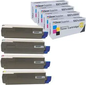 Ennovor Clever Supplies CS Compatible Toner Cartridge Replacement for Okidata C61044135304 Black 44135303 Cyan 44135302 Magenta 44135301 Yellow Oki C15 C610dn C610 C610n C610dtn C610cdn 4 Color Set