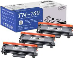 High Yield TN760 Toner Cartridge Compatible 3 Pack TN-760 Black Replacement for Brother TN760 TN-760 for Brother DCP-L2550DW MFC-L2710DW L2750DW L2750DWXL HL-L2350DW L2370DW L2390DW L2395DW Printer
