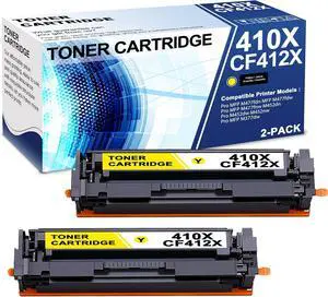 Ennovor 2 Pack 410X CF412X Yellow Toner Cartridge with Chip 410X CF412X Compatible CF412X Replacement for HP Pro MFP M477fdn MFP M477fdw MFP M477fnw M452dn M452dw M452nw MFP M377dw Printer