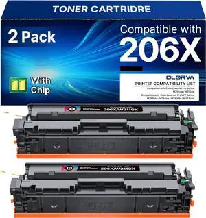 Ennovor 206X Black Toner Cartridge Replacement for 206X 206A Black to use with Color Pro MFP M283fdw M283cdw M283fdn M282nw M255dw M255nw M283 M255 Printer(W2110X W2110A, 2 Packs)