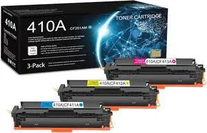 Ennovor 3 Pack 410A C/M/Y Toner Cartridge (with Chip) | Replacement for HP 410A Work with M452dn M452dw M452nw MFP M377dw MFP M477fdn MFP M477fdw MFP M477fnw | CF251AM