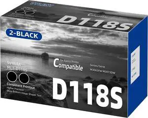 Ennovor MLT-D118S Toner Cartridge Black 2-Pack Replacement for Samsung MLT-D118S D118S Toner Cartridge for Xpress M3015DW M3065FW Printer Ink