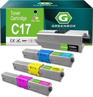 Ennovor GREENBOX Compatible Toner Cartridge Replacement for OKI Type C17 C330 44469801 44469703 44469702 44469701 for MC362w MC361 C330dn MC351dn C310dn C530dn C531dn MC561 C510dn Printer (4 Pack)