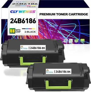 Ennovor 24B6186 High Yield Toner Cartridge Replacement for Lexmark 24B6186 Black for Lexmark M3150 XM3150 XM3150H Printer (2-Pack)