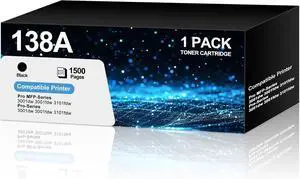 Ennovor 138A Toner Cartridge 1 Black with Chip Compatible for HP 138A W1380A Work with HP Laserjet Pro 3001dw 3001fdw 3001, MFP 3101fdw 3101 High Yeild Printer Toner Cartridge