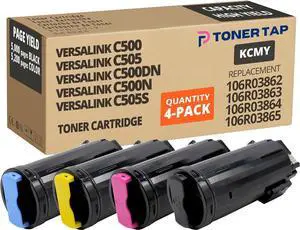 Ennovor Toner Tap HIGH Yield for Versalink Xerox C500 C505 C500DN C500N C505S C505X (4-Pack Bundle) 106R03862 106R03863 106R03864 106R03865 Replacement Cartridges