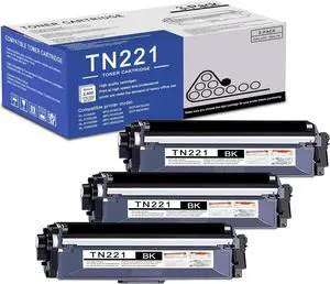 Ennovor 3 Pack TN221 Black Toner Cartridge High Yield Compatible TN221 Replacement for Brother HL-3140CW 3150CDN 3170CDW MFC-9130CW 9140CDN 9340CDW DCP-9015CDW 9020CDN Printer