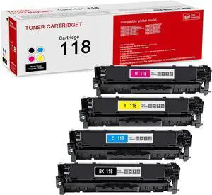 Ennovor 4 Pack 118 BK/C/M/Y Remanufactured Toner Cartridge: Compatible CRG 118 BK/C/M/Y Replacement for Canon Color imageCLASS MF8380Cdw LBP7210Cdn LBP7600C MF8580CDW MF726CDW Printer