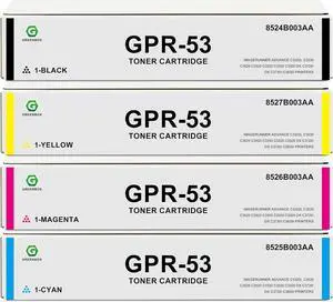 GREENBOX Remanufactured GPR-53 Toner Cartridge Replacement for Canon GPR53 8527B003AA 8525B003AA 8526B003AA 8524B003AA for ImageRUNNER Advance C3320L C3530 C3525 C3330 C3325 DX C3725i DX Printers