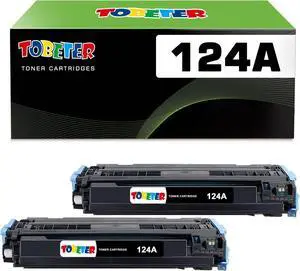 ToBeter 124A Q6000A Toner Black Replacement for HP 124A 124 Black Toner Cartridge Q6000A for Color Laserjet 1600 2600 2600n 2605 2605dn 2605dtn CM1015 CM1017 MFP Printer Ink, 2,500 Pages, 2 Pack