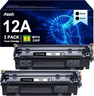 Ennovor 12A Toner Cartridge Compatible with HP 12A Black Toner Cartridge Q2612A Ink for HP Laserjet 1020 Toner Cartridge, Work with HP Laserjet 1022 3055 1012 m1319f Printer, 2 Black