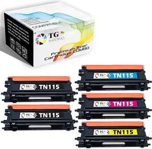Ennovor TG Imaging (5 Pack, Extra Black Compatible TN115 TN-115 Toner Cartridge (2xB + CYM) for HL-4040CN HL-4050CDN HL-4070CDW MFC-9440CN MFC-9450CDN Toner Printer