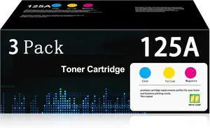Ennovor 125A Cyan Yellow Magenta 3-Pack Cartridges Replacement for HP 125A Toner Cartridge Laserjet CP1518ni CP1515n CP1215 CM1312nfi CM1312 MFP Printer ( CB541A CB543A CB542A)