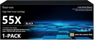 (with Chip) 55X Black High Yield Toner Cartridge CE255X 1-Pack: 55X Toner Cartridge Replacement for HP 55X Toner 55A CE255A for Enterprise 500 MFP M525, Enterprise P3015, Pro MFP M521 Series Printer