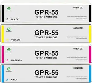GREENBOX Remanufactured GPR55 High Yield Toner Cartridge Replacement for Canon GPR-55 GPR55 0481C003 0482C003 0483C003 0484C003 for C5535 C5535i C5540 C5540i C5550 C5550i C5560 C5560i Printer (4 Pack)
