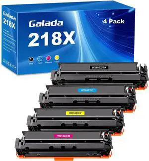 Ennovor Galada 218X Toner Cartridge Remanufactured Replacement for HP W2180X W2181X W2182X W2183X 218A for 3201dw MFP 3301cdw 3301fdw 3301sdw Printer (4Pack, Black/Cyan/Yellow/Magenta, No Chip)