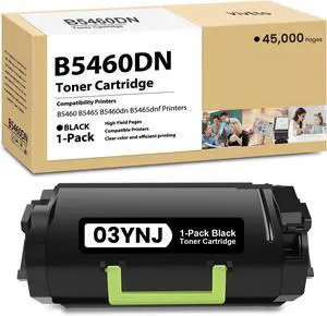 Ennovor B5460DN B5465DNF Toner Cartridge High Yield Replacement for Dell 03YNJ 332-0131 for B5460 B5465 B5460DN B5465DNF Laser Printers, 1 Pack Black B5460DN Toner Cartridge 45,000 Pages