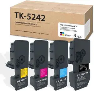 Ennovor TK5242 Toner Cartridge Set: Compatible with TK5242K TK5242C TK5242M TK5242Y Replacement for TK-5242 Toner for KYOCERA ECOSYS P5026cdn P5026cdw M5526cdn M5526cdw Printer (4 Pack, KCMY)