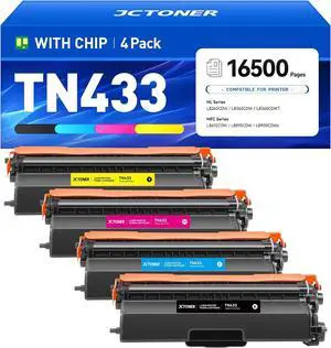 TN433 Toner Cartridge Set 4-Pack Replacement Compatible for Brother TN-433 TN431 TN436 MFC-L8900CDW MFC-L8690CDW HL-L8360CDW HL-L8260CDW MFC-L8610CDW MFC-L8905CDW MFC-L9570CDW HL-L8360CDWT Printer Ink