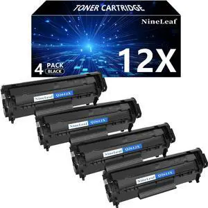 Ennovor NineLeaf Compatible 4 Pack Q2612X/12X/2612/12 High Yield Black Toner Cartridge for Laserjet 1018, Laserjet 1020, Laserjet 1022, Laserjet 3050 All-in-One