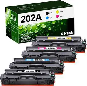 Ennovor 202A High Yield Toner Cartridges(4-Pack) - 202A Black Cyan Yellow Magenta Toner Cartridges Replacement for HP Printer Color Laser Pro M254, Color Laser Pro MFP M281 Series