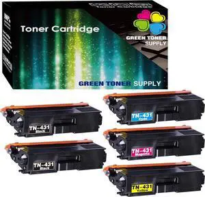 Ennovor (Pack of 5) Compatible Replacement for Brother TN431 TN-431 Toner Cartridge (Basic 4 Color Combo + Extra Black) Work for MFC-L8610CDW HL-L8360CDW HL-L8260CDW Printer