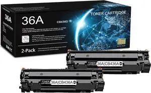 Ennovor 2 Pack 36A Black Toner Cartridge (with Chip) | Replacement for HP 36A Work with M1120 MFP M1522n MFP M1522nf MFP P1505 P1505n Printer | CB436D